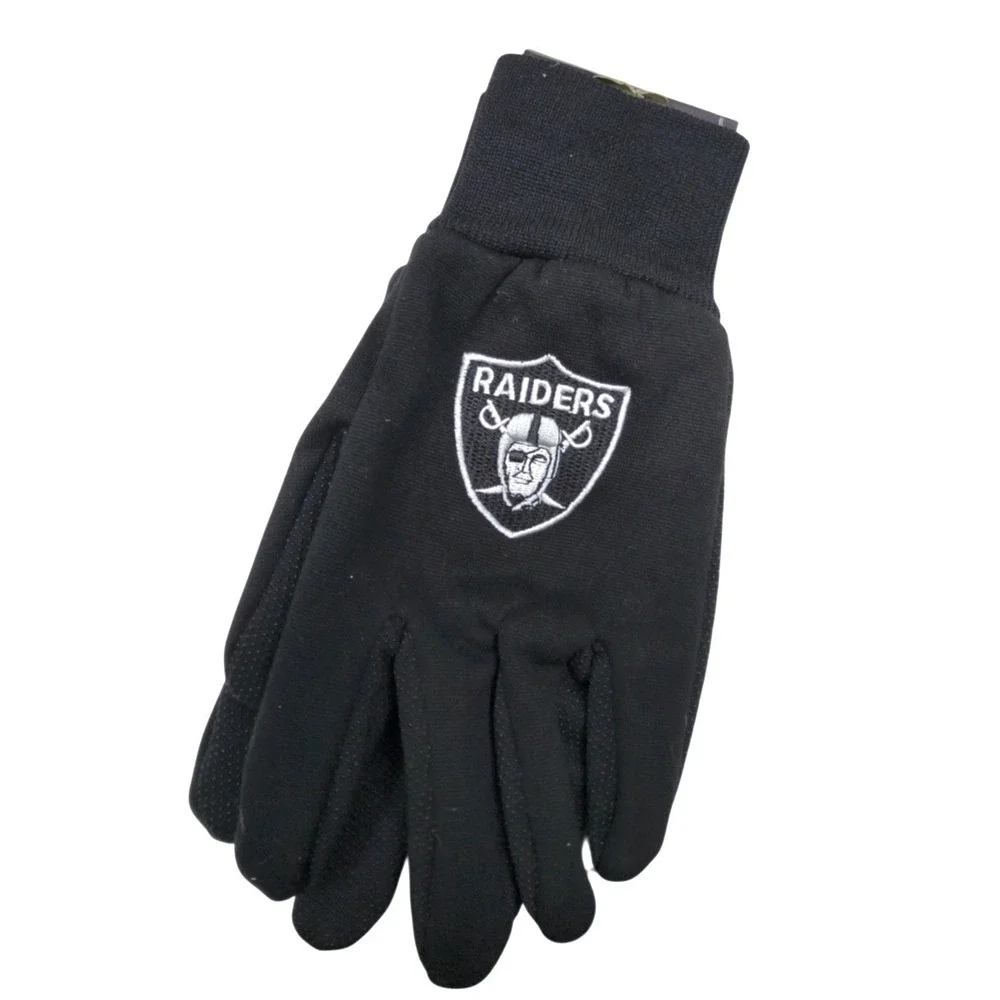 NWT Oakland Raiders Sports 2-Tone Utility Grip Glove PVC Grip‎ All Purpose Sport